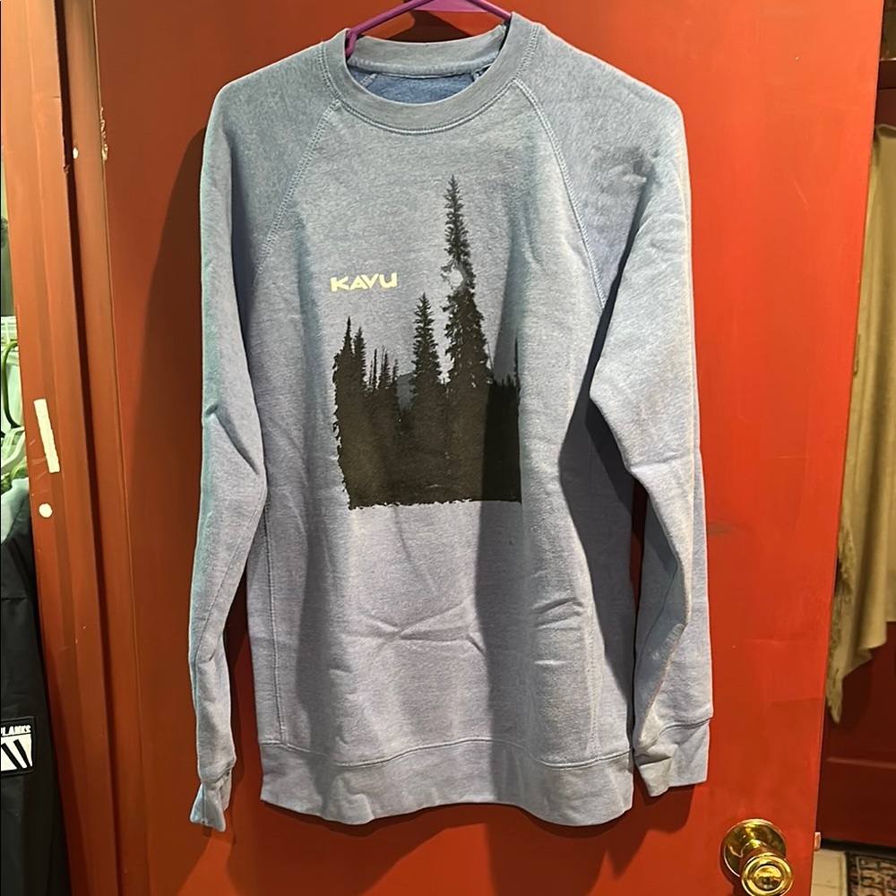 Kavu Blue Crew Neck Sweater with Nature Graphic